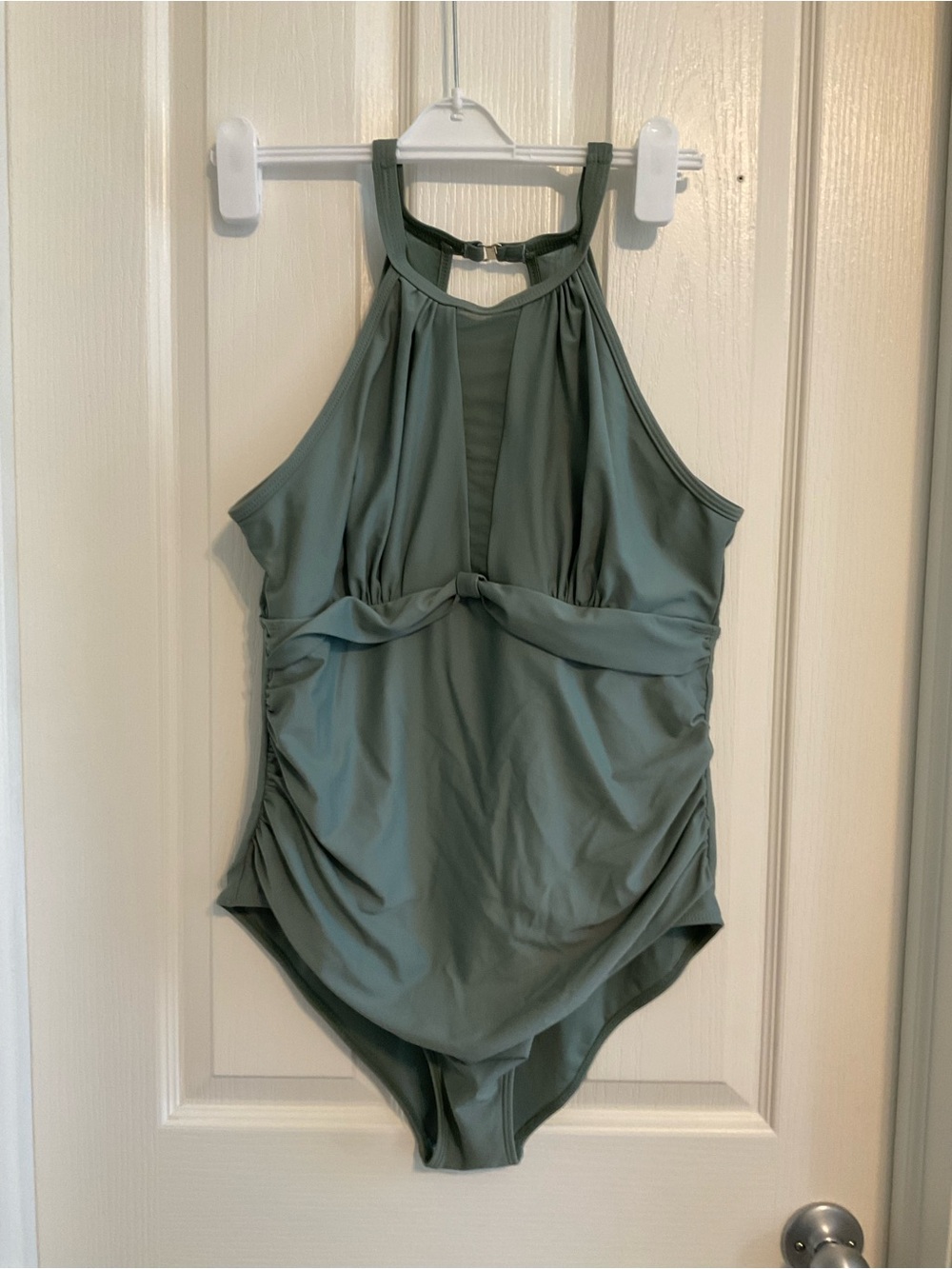 Solid Sage High Neck One-Piece Swimsuit